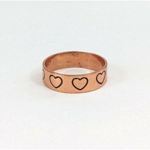 Size 11 Heart Stamped 90s Solid Copper Band Ring - Wheeler manufacturing